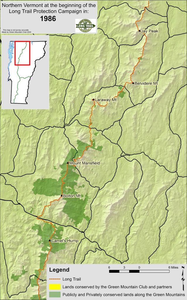 Map of conserved land in 1986.