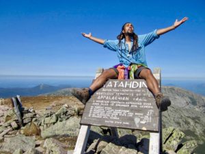 Derick Lugo, author Unlikely Thru-Hiker, at Katahdin.