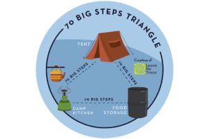 Bearmuda Triangle - 10 big steps between tent, canister, and cooking location.