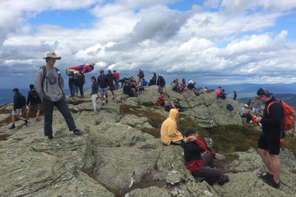 Caretakers engage hikers, especially on busy days like this one on Mt Mansfield.