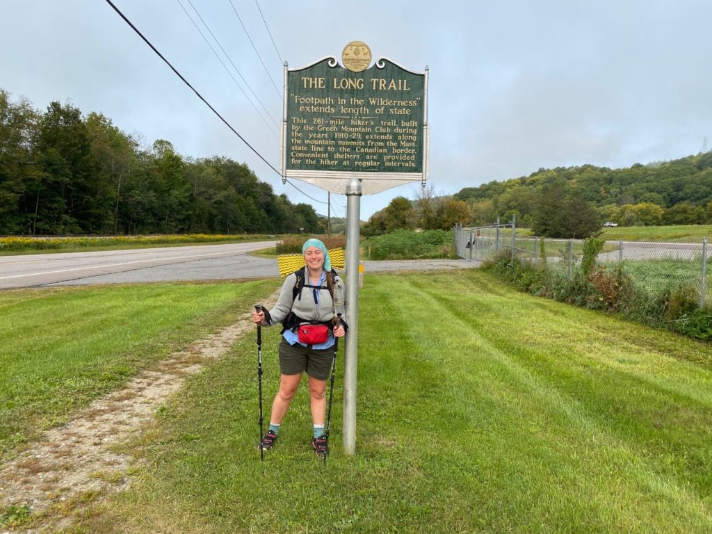 Hiker Julia Gladstein on the Duxbury Road Walk