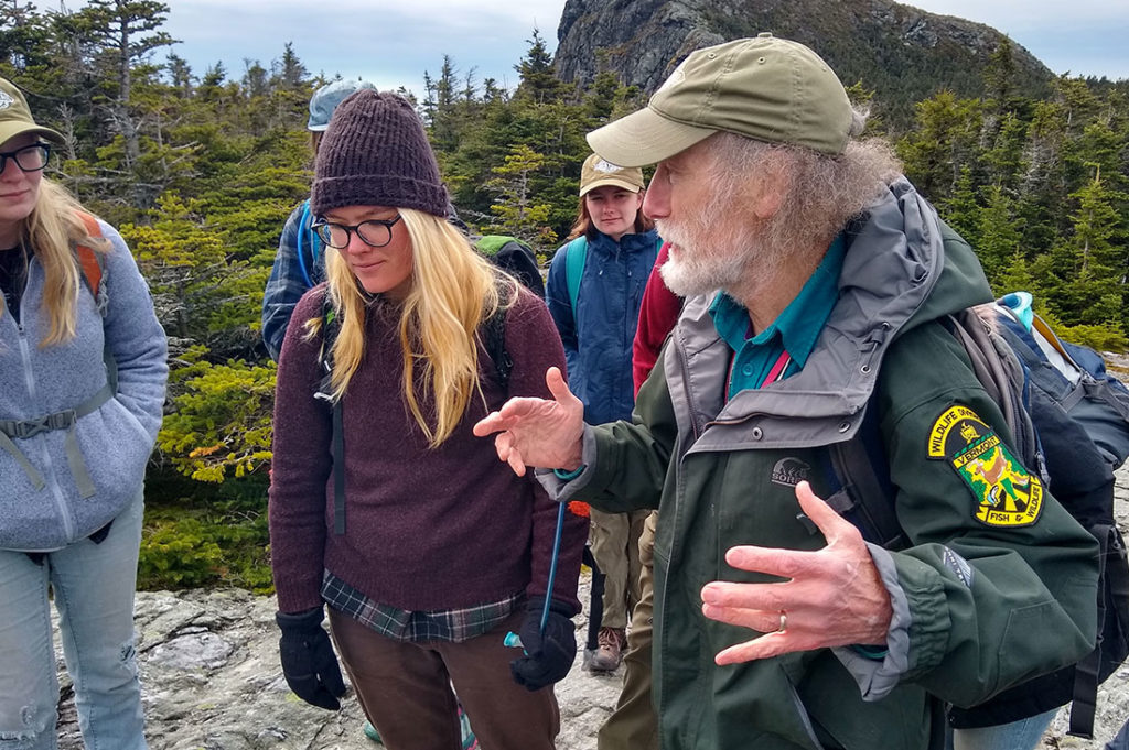 VT Botanist Bob Popp and GMC caretakers on Mt. Mansfield