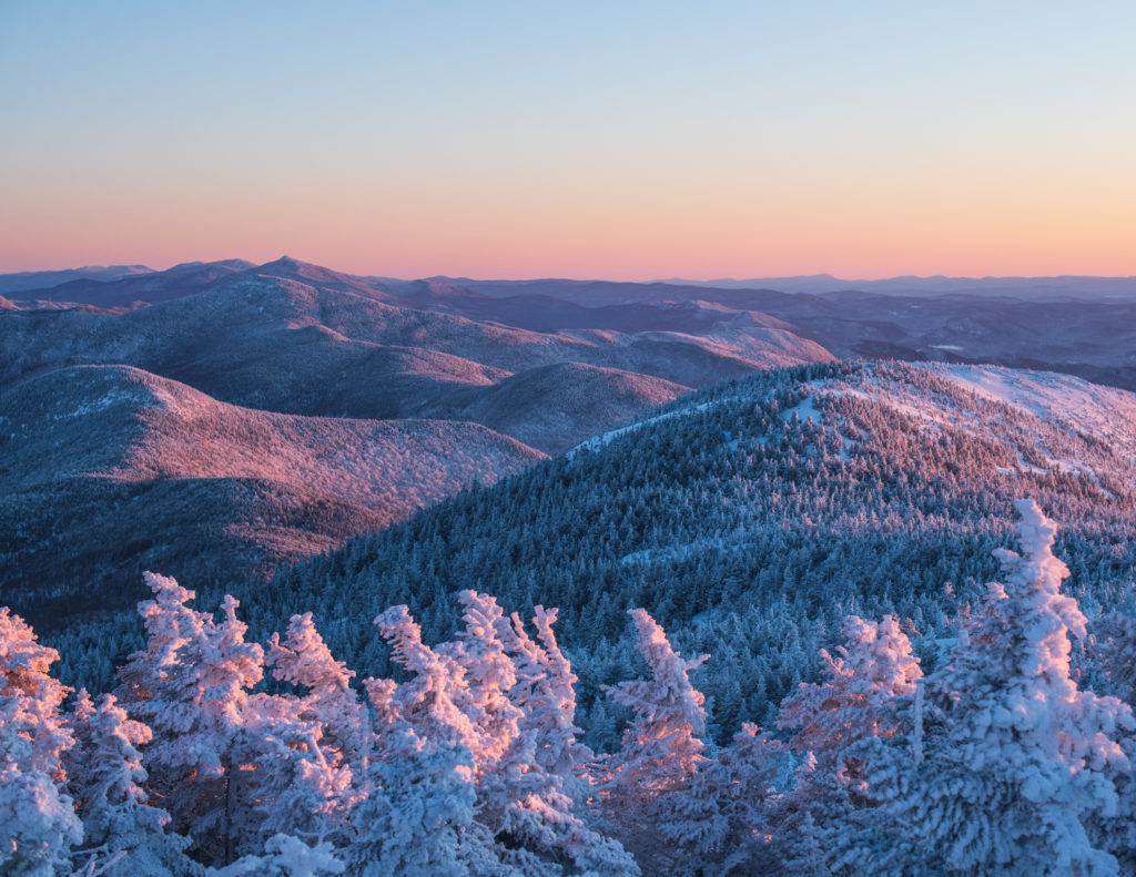Mt Mansfield looking south at sunset; photo by: Nathanael Asaro