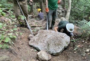 LTP adjusts rock on trail