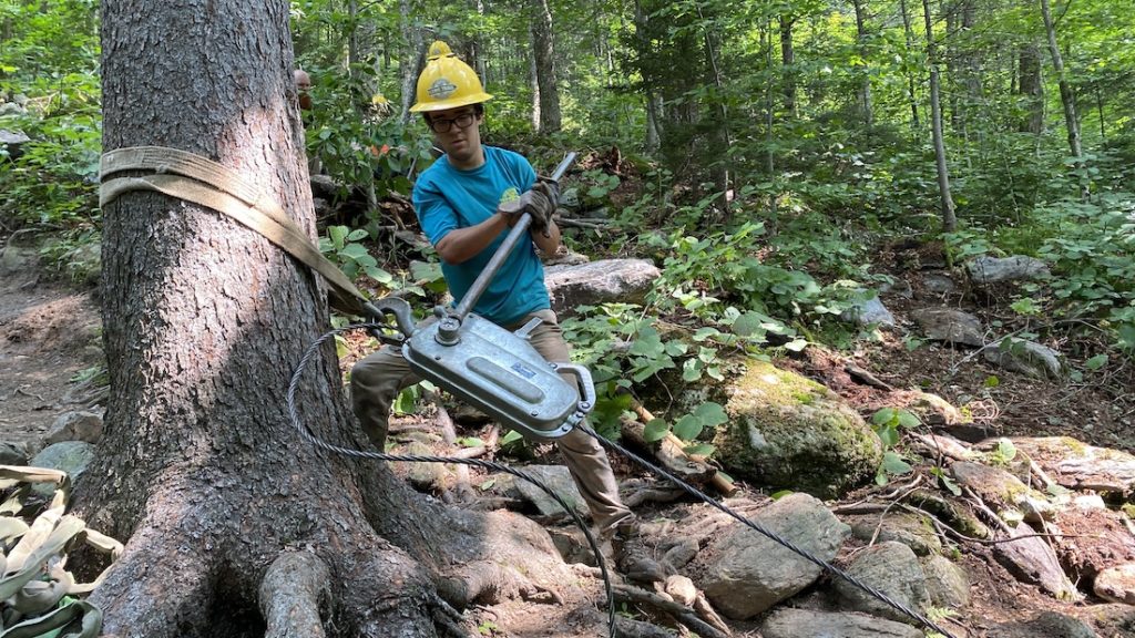 long trail patrol moves a rock with a griphoist