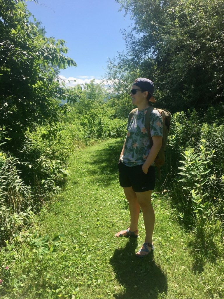 hiker admiring the green mountain state