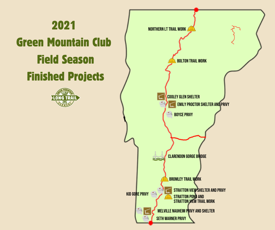 map showing 2021 field season projects