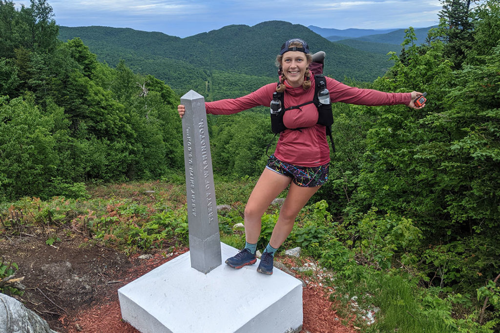 Mikaela Osler, FKT record holder, at Long Trail terminal.