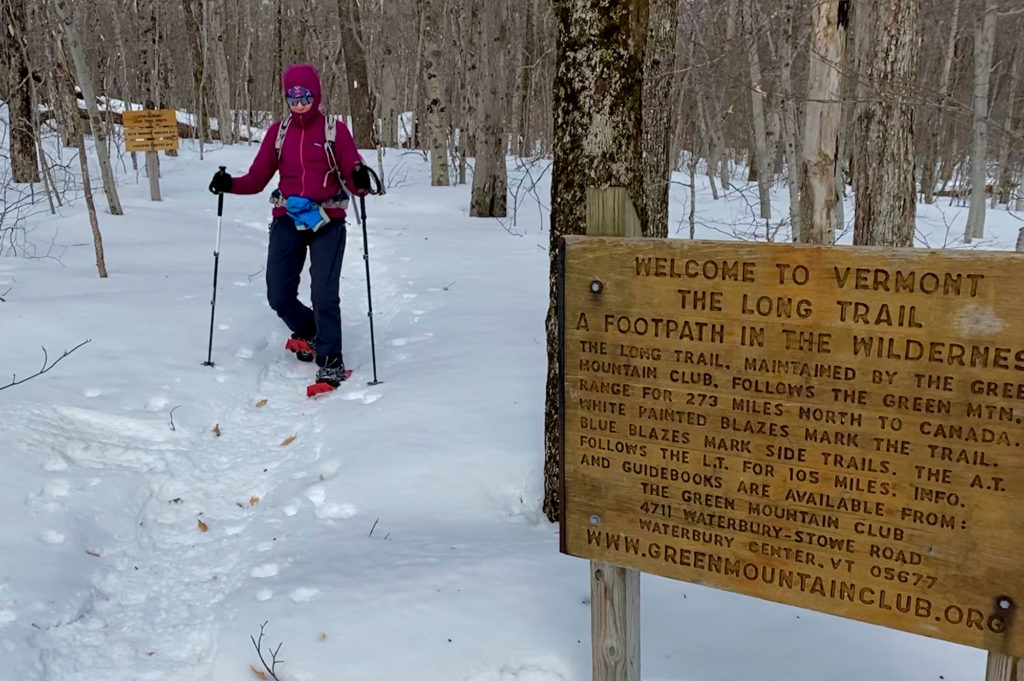 Sue Johnston at southern Terminus in winter.