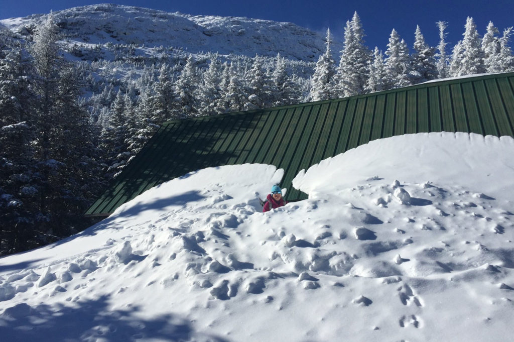 Taft Lodge buried in winter snow.