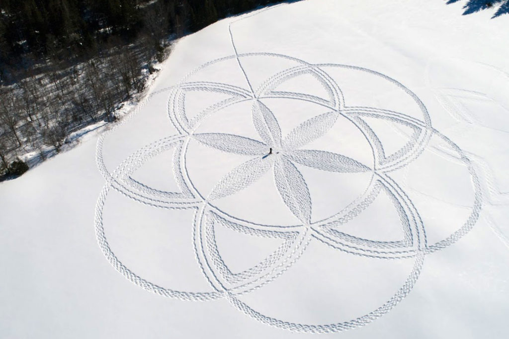 Seven-circle design in the snow.