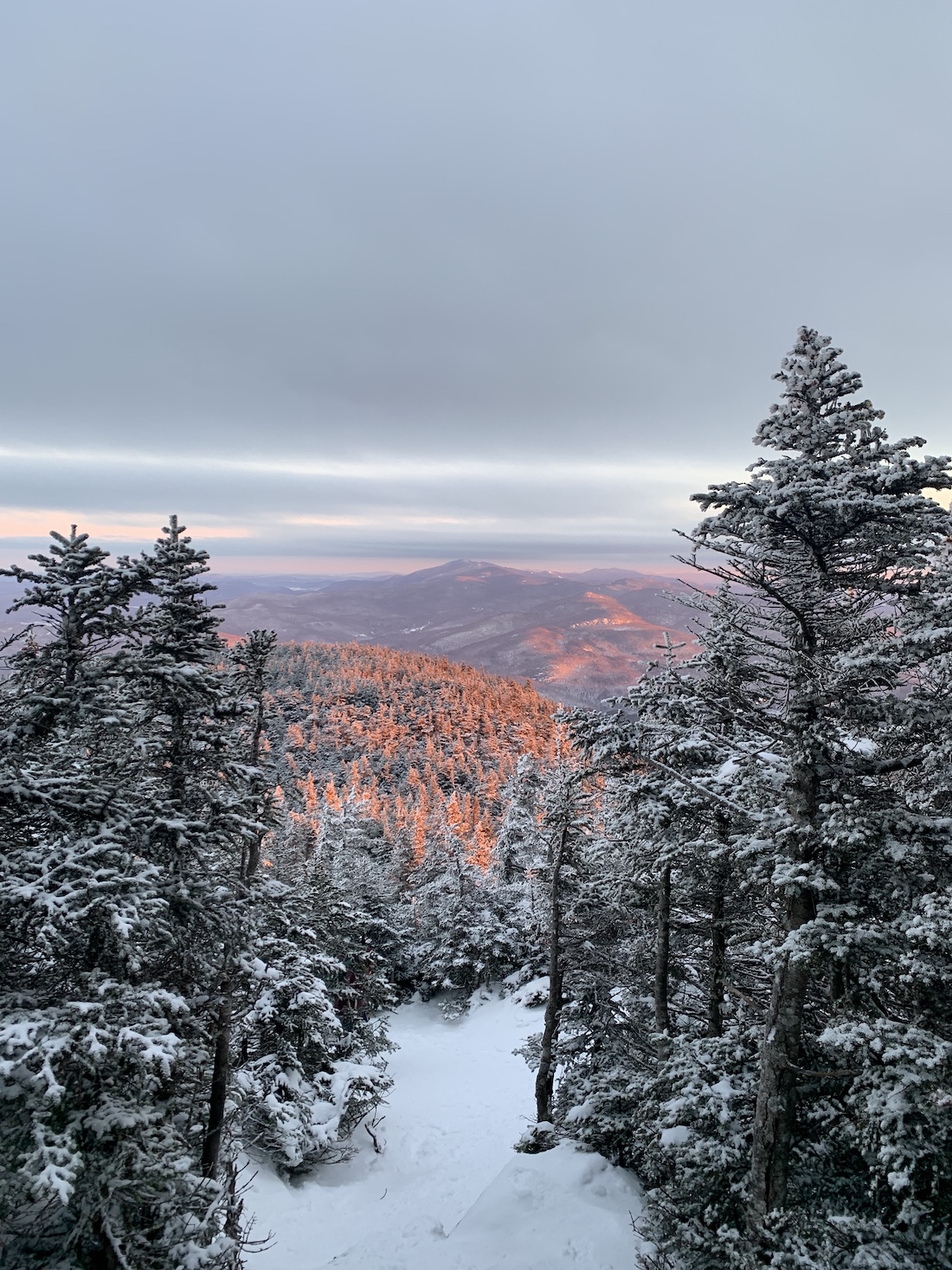 Sunrise on Mansfield from Camel's Hump winter