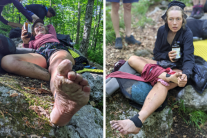 Mikaela Osler resting during FKT attempt