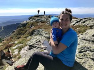 Amy and son, Quinn, atop Mt. Mansfield.