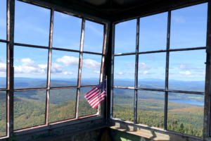 Window view from the fire tower on Bald Mt.
