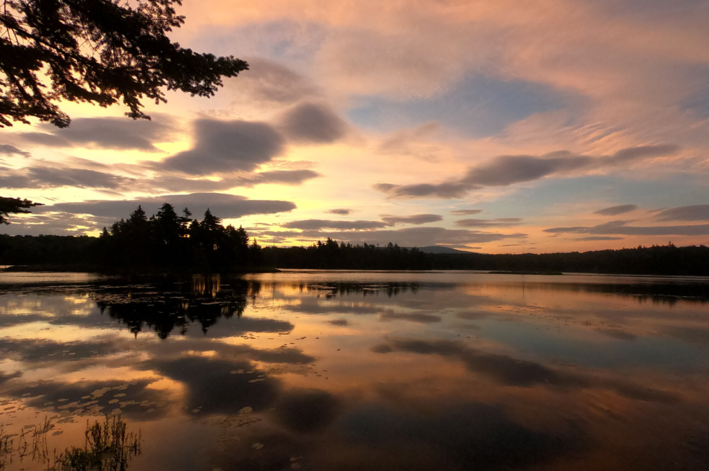 Bourne Pond at sunset.