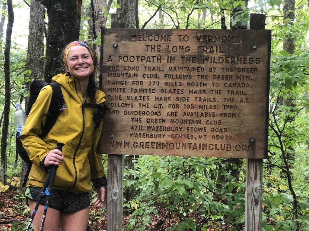 Nika Meyers at the Southern Terminus of the Long Trail