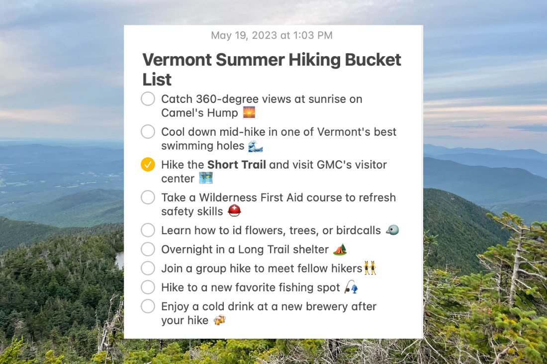 Vermont Summer Hiking Bucket List