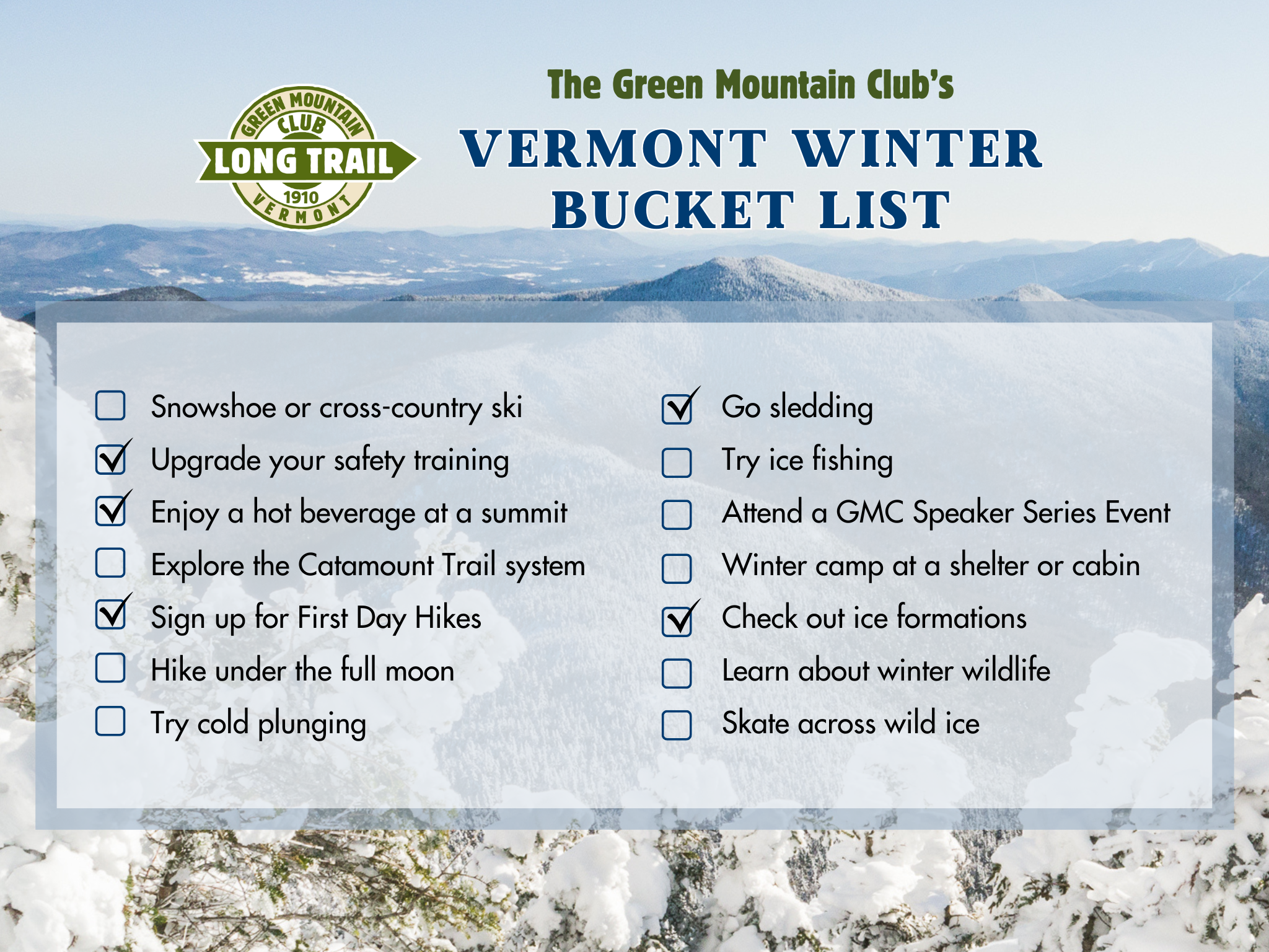 Vermont Winter Bucket List - Green Mountain Club