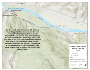 map detailing long trail detour